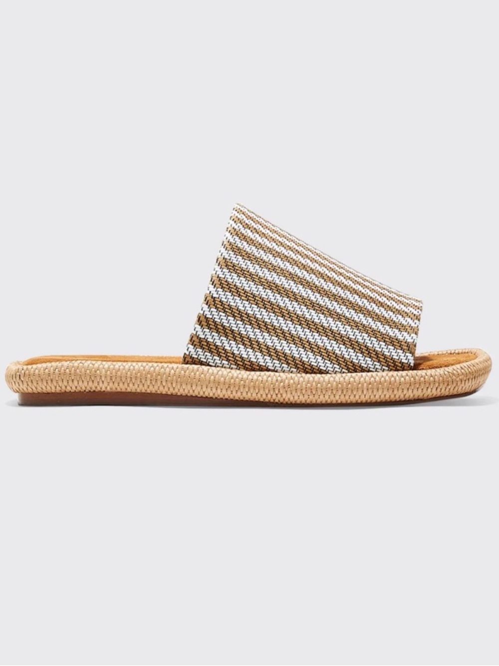 Robert Clergerie Brown and White Striped Slide Sandals - Picture 3 of 10